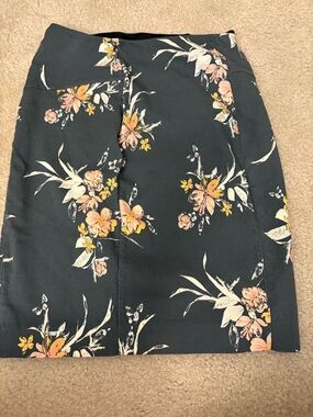 Floral Pencil Skirt - muted Green with Pink & Yellow Flowers